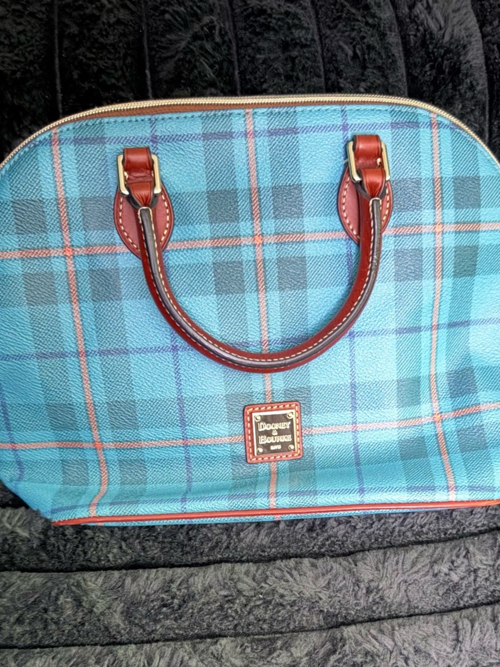 Dooney and Bourke Teal Plaid Handbag